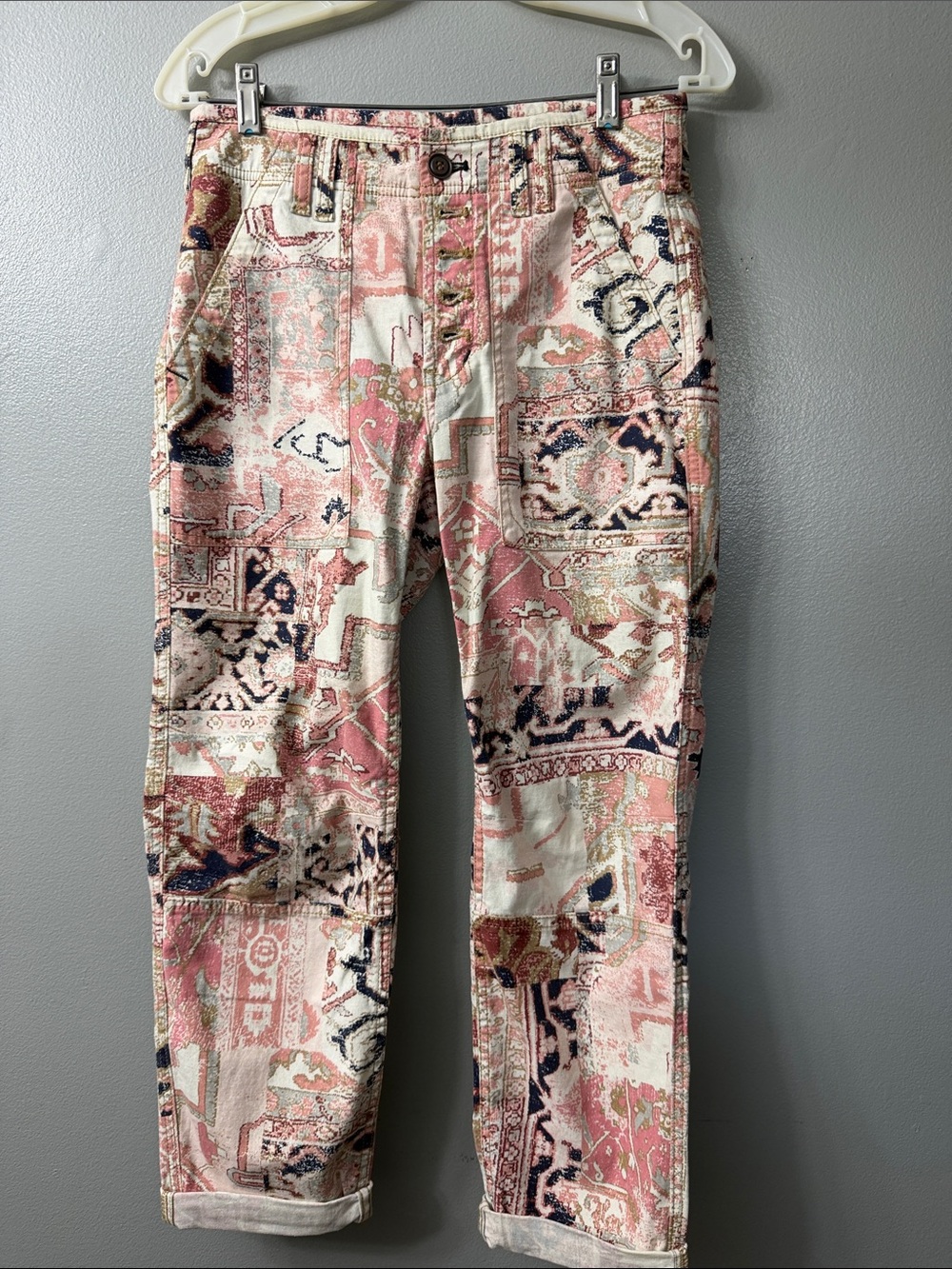 Anthropologie The Wanderer Utility Pants Button Fly Straight Leg Jeans 26 - Picture 3 of 8